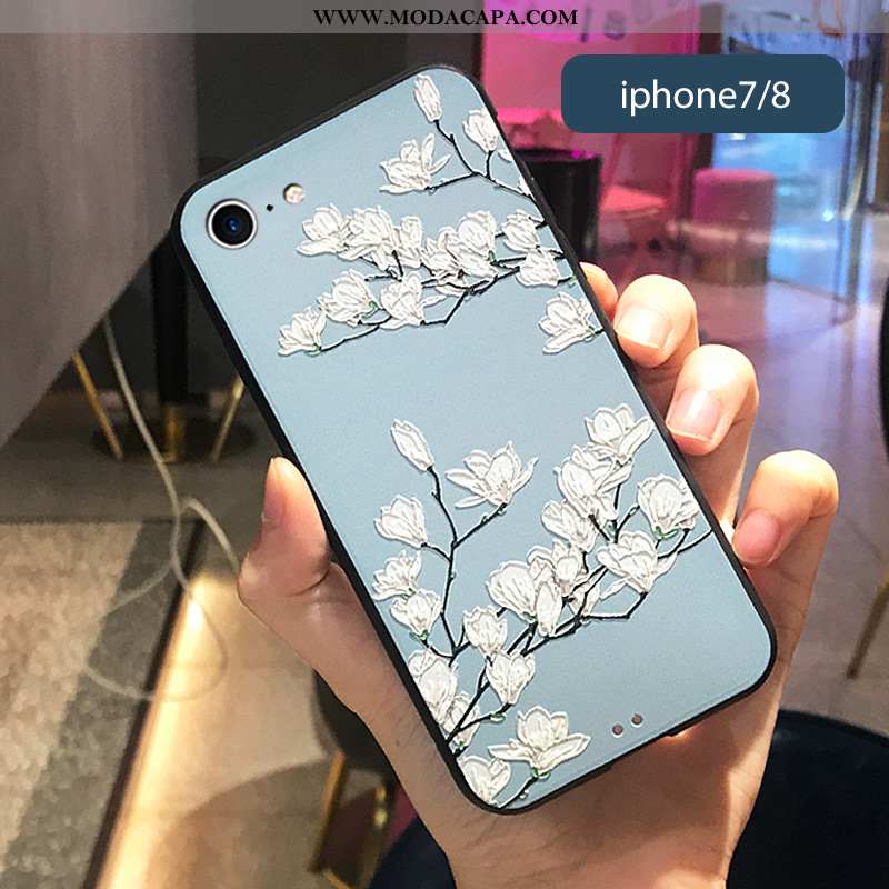 Capa iPhone 7 Personalizado Criativas Fosco Azul Escuro Nova Soft Retro Online