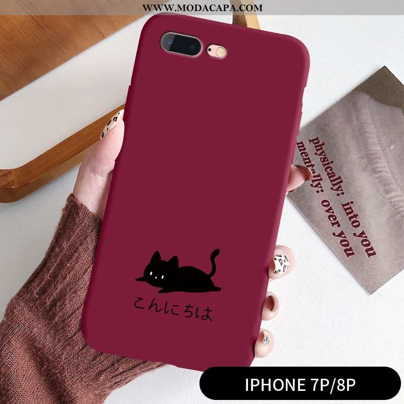 Capa iPhone 8 Plus Criativas Telemóvel Fosco Antiqueda Gato Cases Completa Baratas