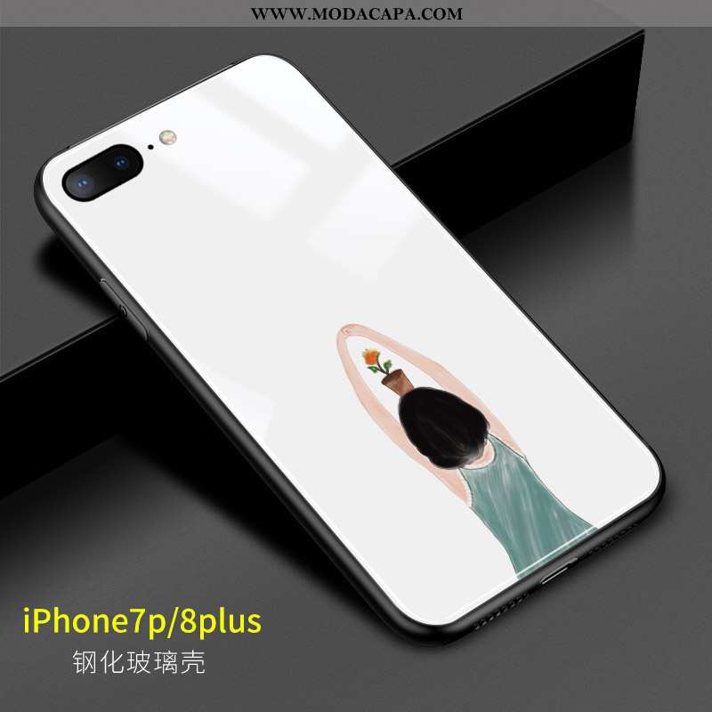 Capas iPhone 8 Plus Criativas Branco Minimalista Vidro Bonitos Girassol Promoção