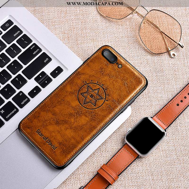 Capa iPhone 8 Plus Tendencia Silicone Soft Business Couro Marrom Capas Barato