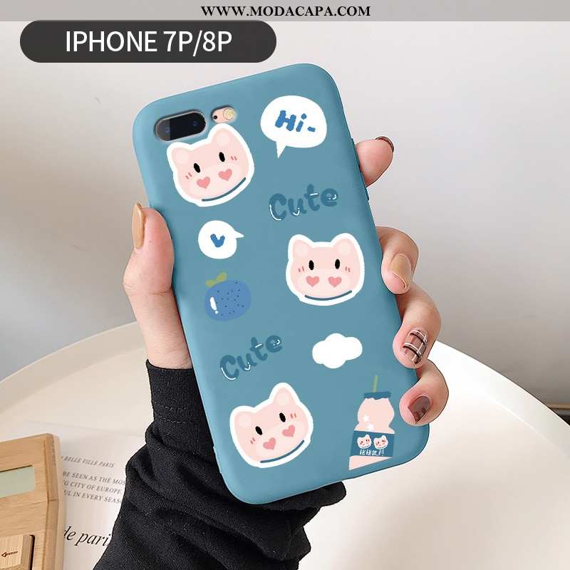 Capa iPhone 8 Plus Personalizada Bonitos Estilosas Azul Cases Soft Fosco Promoção