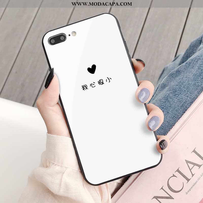 Capa iPhone 8 Plus Protetoras Branco Malha Preto Criativas Personalizada Cases Barato