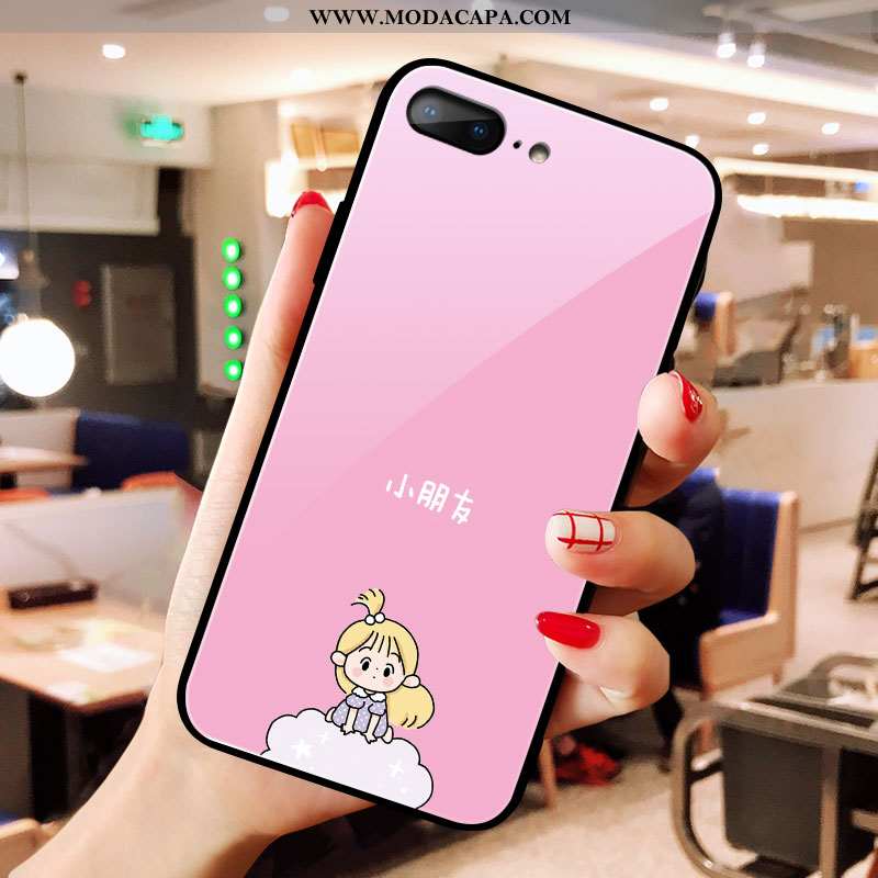 Capa iPhone 8 Plus Vidro Bonitos Telemóvel Personalizada Rosa Casal Telinha Barato