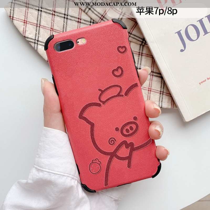 Capas iPhone 8 Plus Desenho Animado Criativas Cases Couro Silicone Antiqueda Soft Baratos