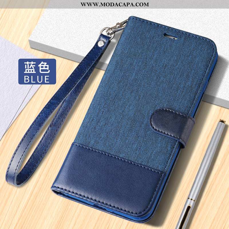 Capas iPhone 8 Plus Couro Azul Telemóvel Cases Aço Cover Venda