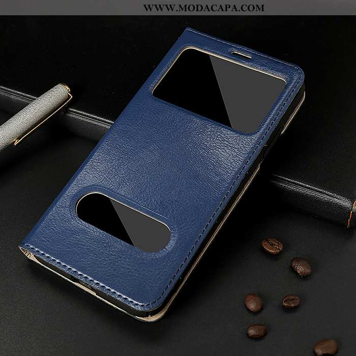 Capa iPhone 8 Couro Legitimo Business Telemóvel Azul Escuro Celeste Vaca Protetoras Venda