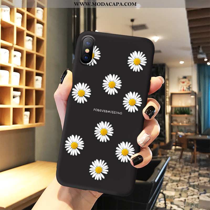 Capas iPhone X Fosco Crisântemo Malha Completa Florais Silicone Promoção