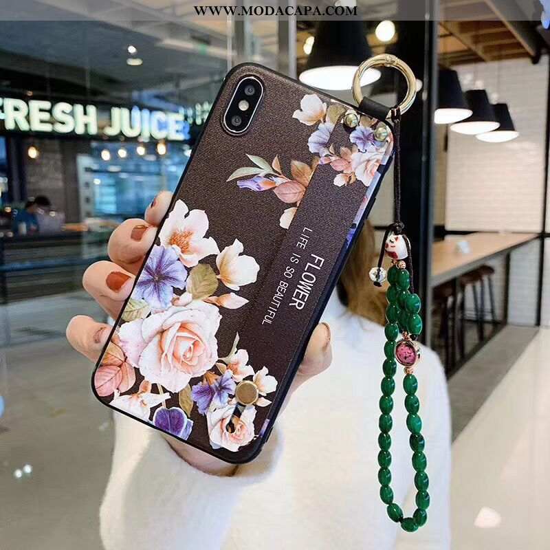 Capa iPhone X Bonitos Capas Preto Cases Floridas Florais Fosco Baratas