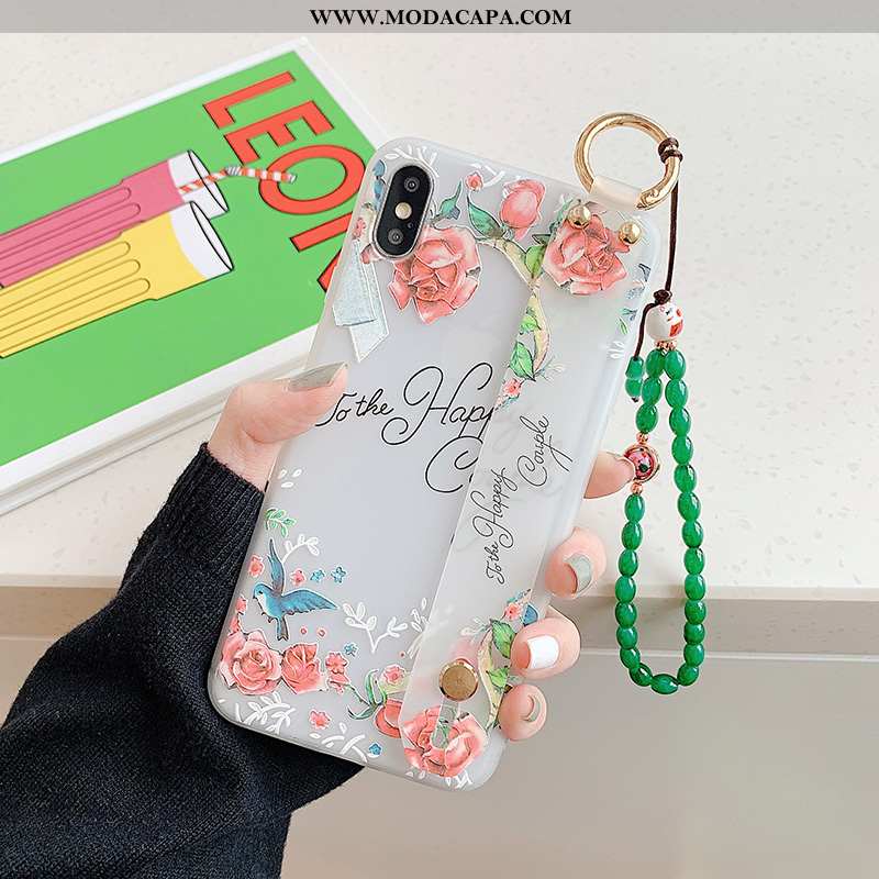 Capa iPhone X Vintage Tendencia Cases Rose Azul Pulseira Curtos Barato