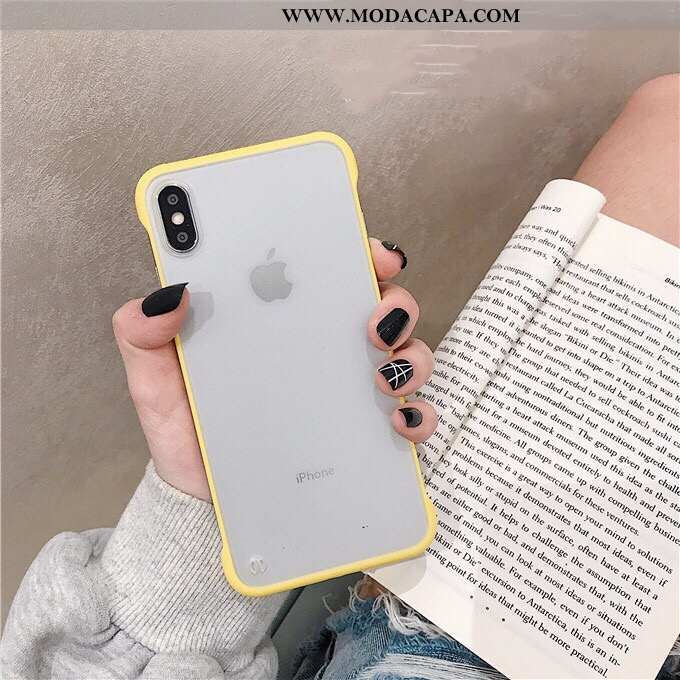 Capa iPhone X Fosco Telemóvel Clara Casal Slim Capas Amarelo Barato
