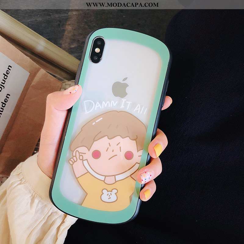 Capa iPhone X Clara Cases Vidro Verde Capas Casal Telemóvel Baratos