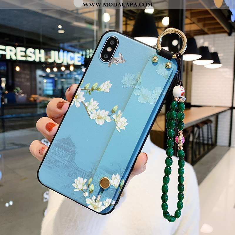 Capas iPhone X Criativas Silicone Completa Azul Cases Antiqueda Suporte Online