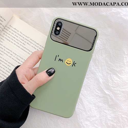 Capas iPhone X Silicone Coração Vermelho Verde Malha Cases Frente Promoção