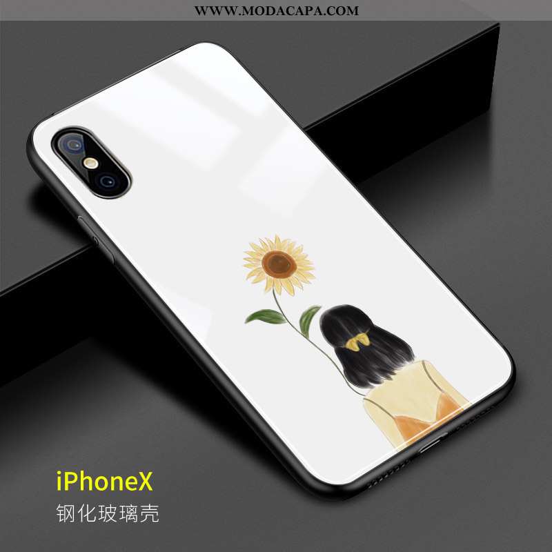Capas iPhone X Bonitos Minimalista Branco Vidro Telemóvel Criativas Baratas