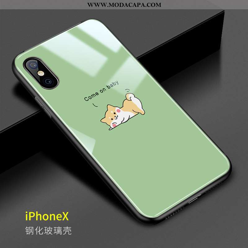 Capa iPhone X Vidro Protetoras Desenho Animado Cases Casal Capas Fofas Online