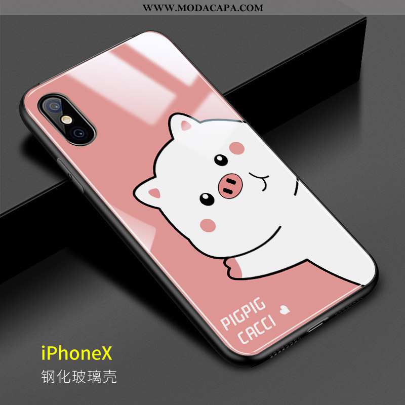 Capa iPhone X Vidro Protetoras Desenho Animado Cases Casal Capas Fofas Online