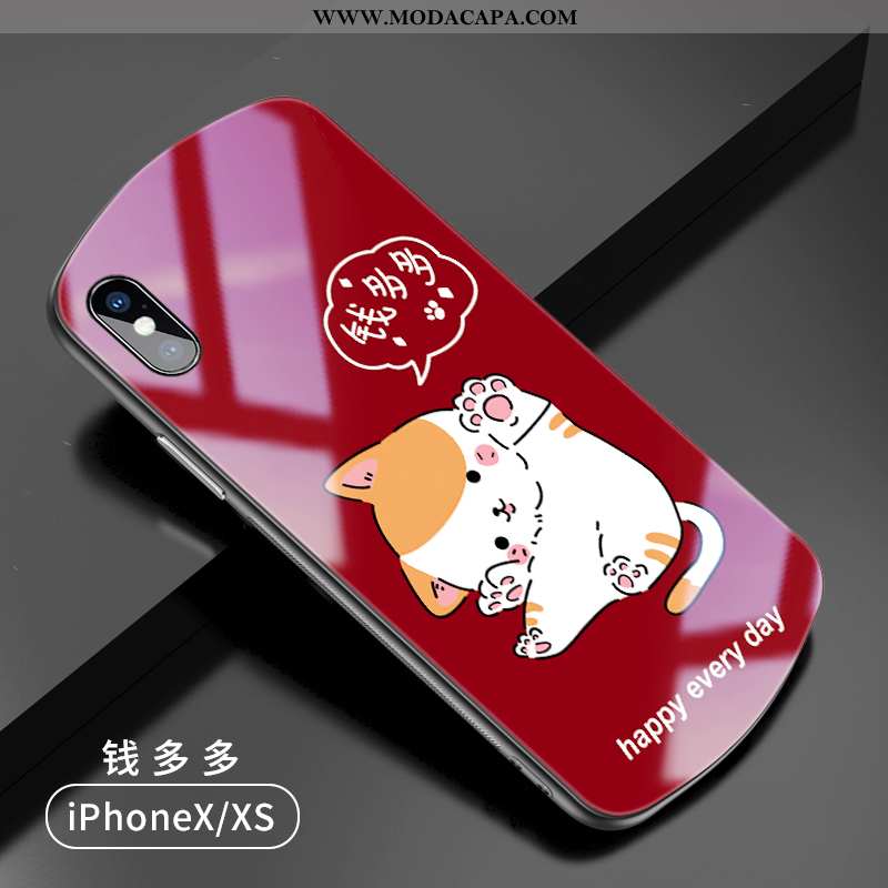 Capa iPhone X Criativas Malha Super Desenho Animado Vidro Slim Rodadas Online