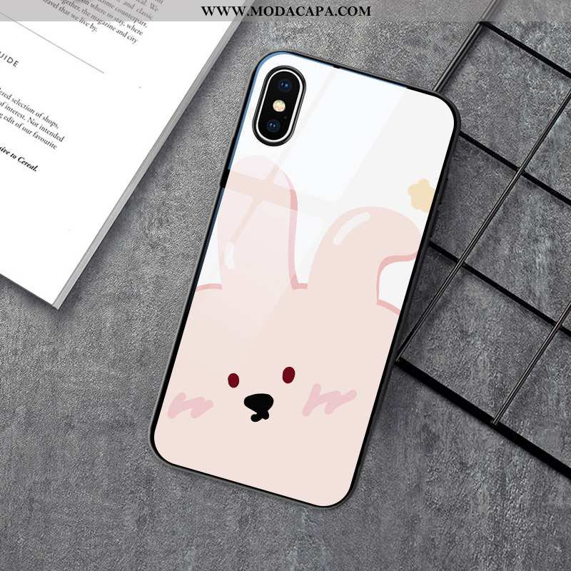 Capa iPhone X Silicone Fofas Rosa Vidro Completa Capas Branco Baratas