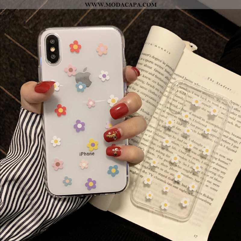 Capas iPhone X Clara Crisântemo Antiqueda Branco Pequena Silicone Floridas Venda