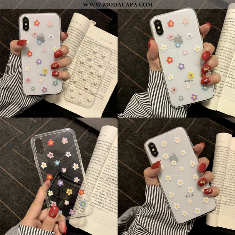 Capas iPhone X Clara Crisântemo Antiqueda Branco Pequena Silicone Floridas Venda