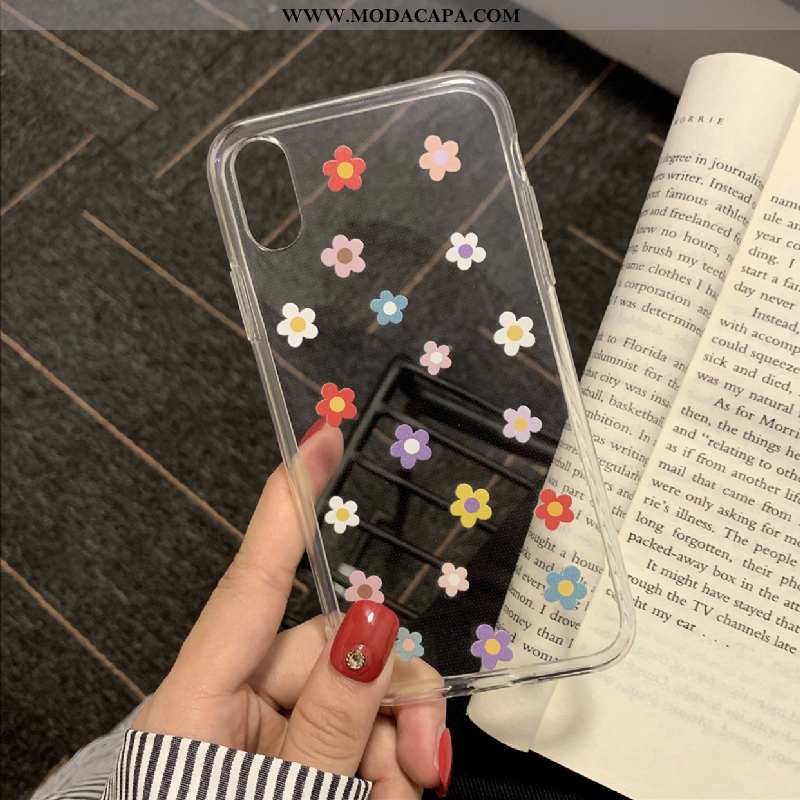 Capas iPhone X Clara Crisântemo Antiqueda Branco Pequena Silicone Floridas Venda