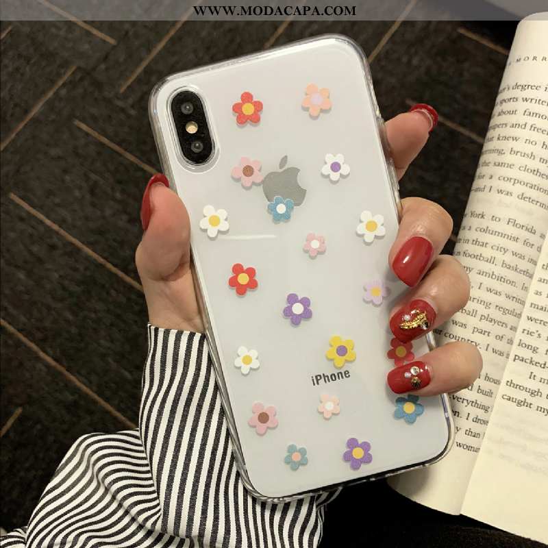 Capas iPhone X Clara Crisântemo Antiqueda Branco Pequena Silicone Floridas Venda