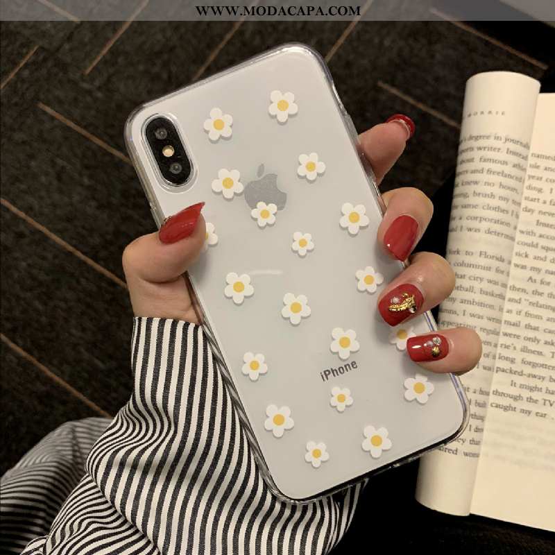 Capas iPhone X Clara Crisântemo Antiqueda Branco Pequena Silicone Floridas Venda