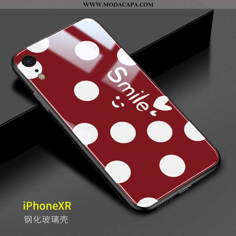 Capa iPhone Xr Vidro Minimalista Malha Vermelho Capas Estiloso Novas Comprar