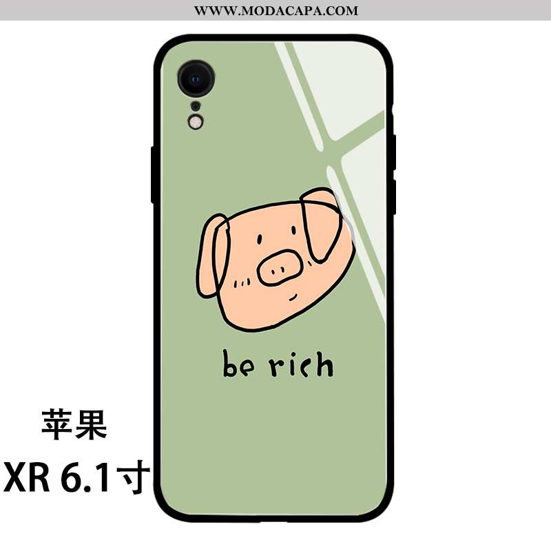 Capa iPhone Xr Vidro Tendencia Divertidas Personalizado Desenho Animado Telemóvel Capas Baratas