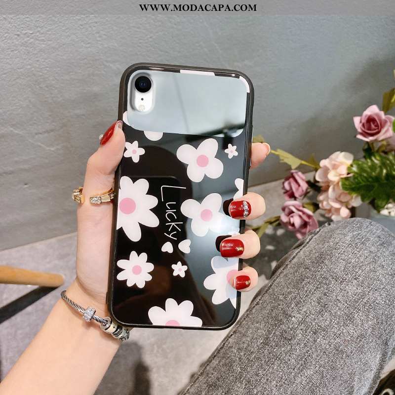 Capa iPhone Xr Silicone Telemóvel Rosa Vidro Capas Criativas Pequena Baratos