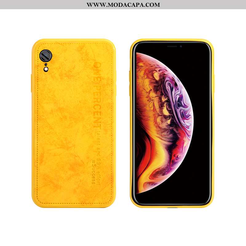 Capas iPhone Xr Couro Telemóvel Amarela Silicone Simples Cases Online