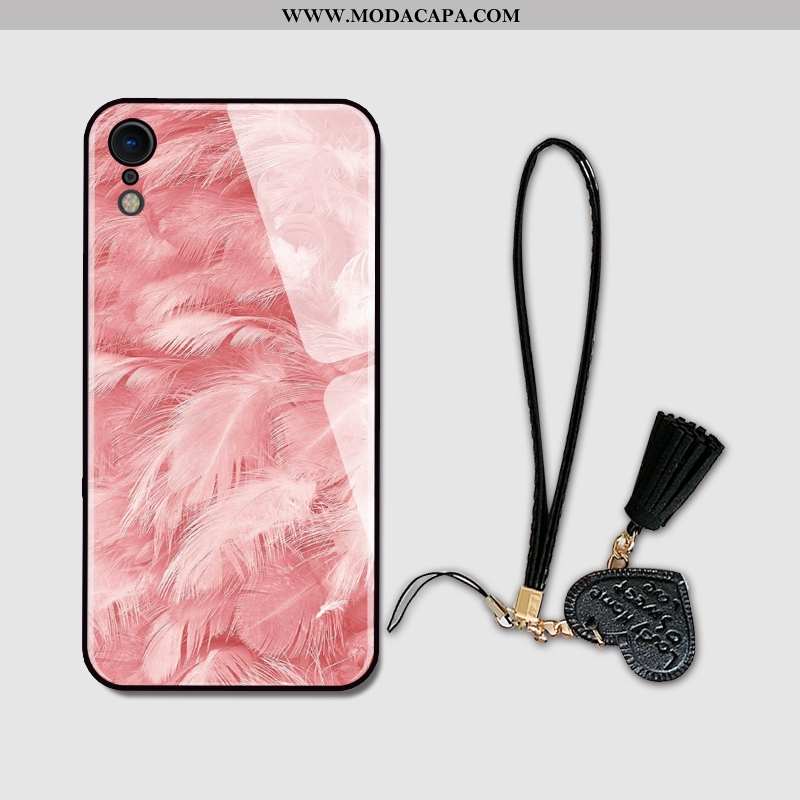 Capa iPhone Xr Vidro Personalizado Criativas Malha Tendencia Telemóvel Rosa Online