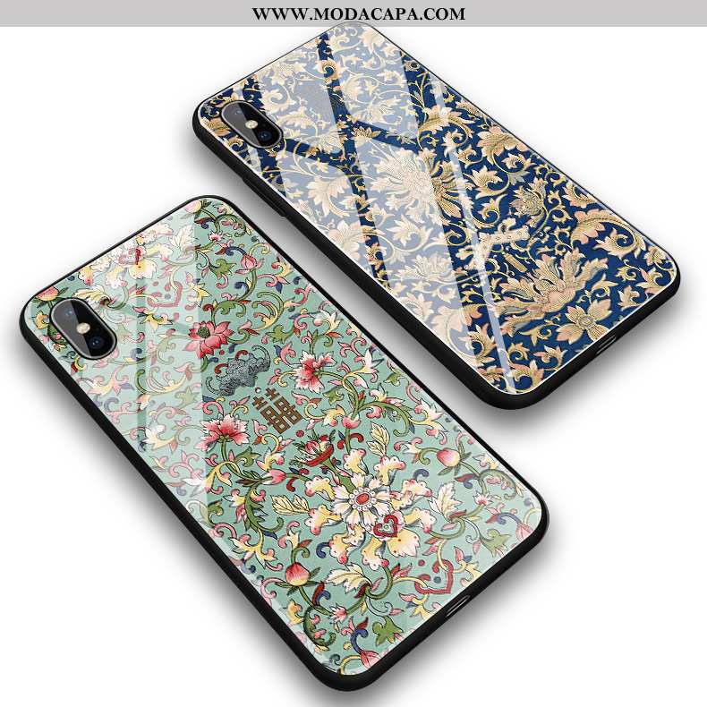 Capa iPhone Xs Max Silicone Retro Completa Telemóvel Florais Capas Frente Promoção