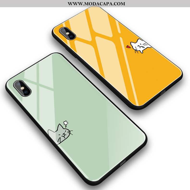Capas iPhone Xs Max Criativas Completa Casal Amarela Telemóvel Desenho Animado Catinet Venda