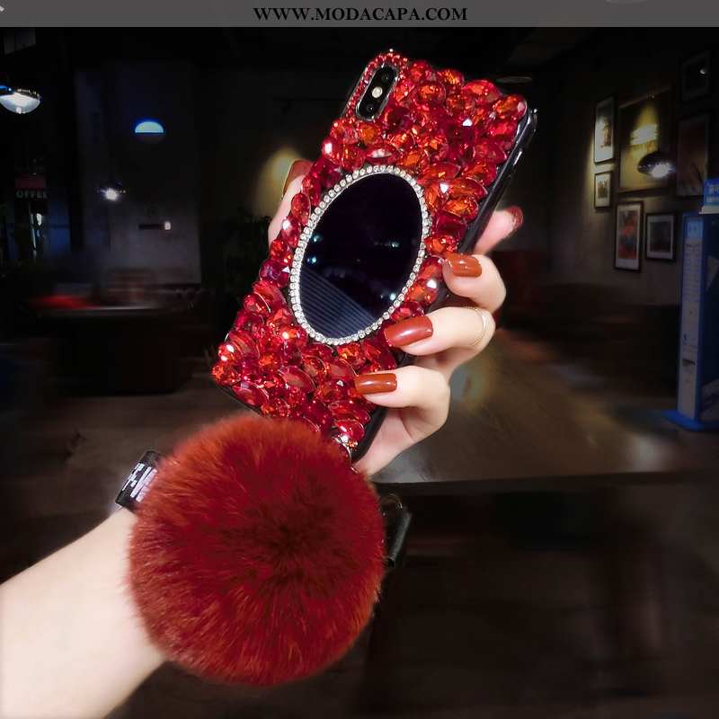 Capas iPhone Xs Max Strass Luxo Malha Vermelho Telemóvel Tendencia Comprar