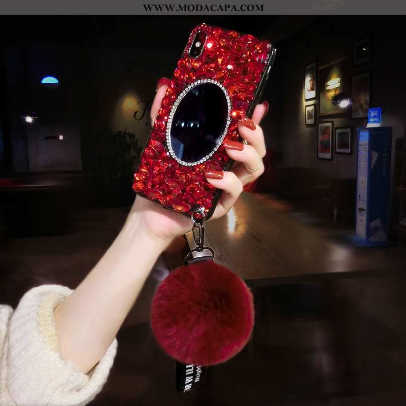 Capas iPhone Xs Max Strass Luxo Malha Vermelho Telemóvel Tendencia Comprar