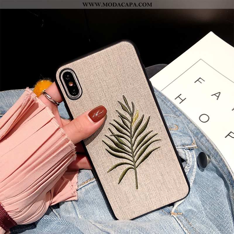 Capa iPhone Xs Max Personalizada Antiqueda Tendencia Soft Cinza Minimalista Telemóvel Barato