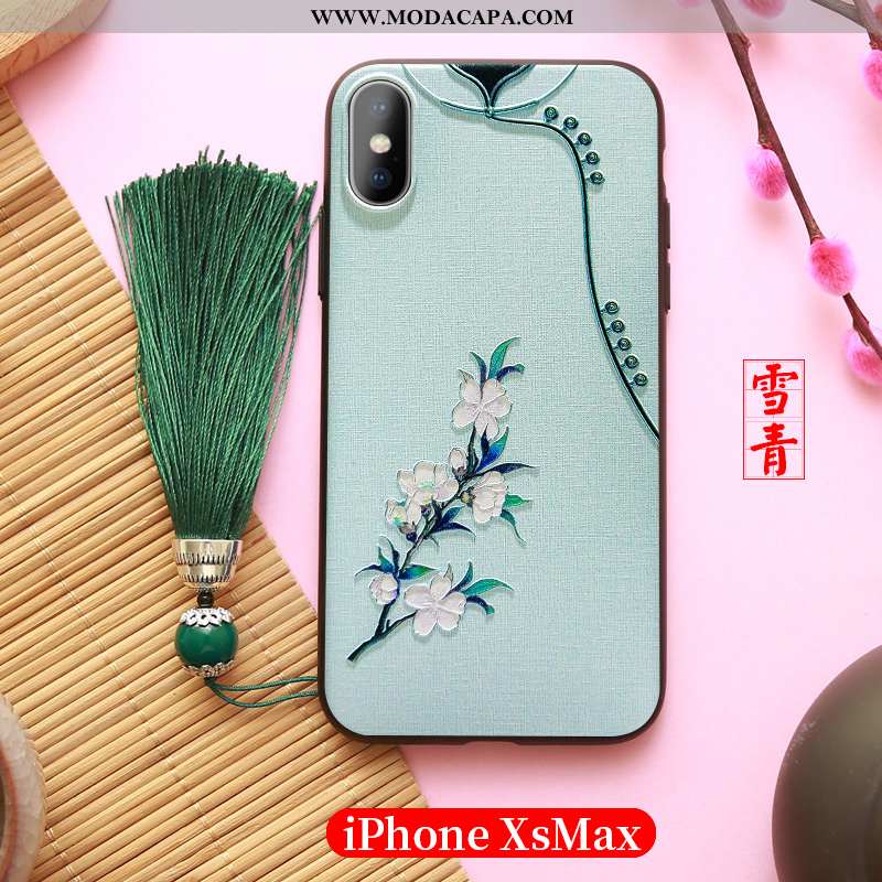 Capa iPhone Xs Max Silicone Completa Slim Super Palace Franja Azul Baratos