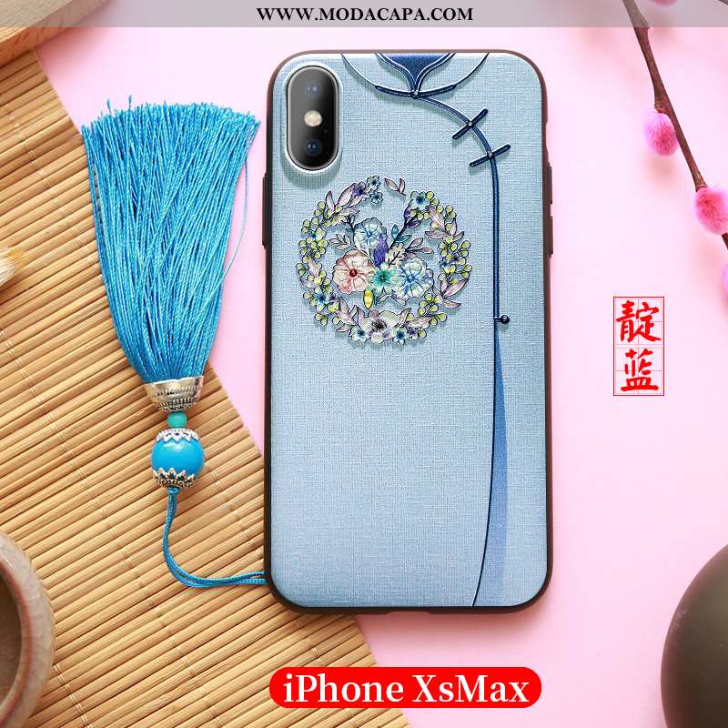 Capa iPhone Xs Max Silicone Completa Slim Super Palace Franja Azul Baratos