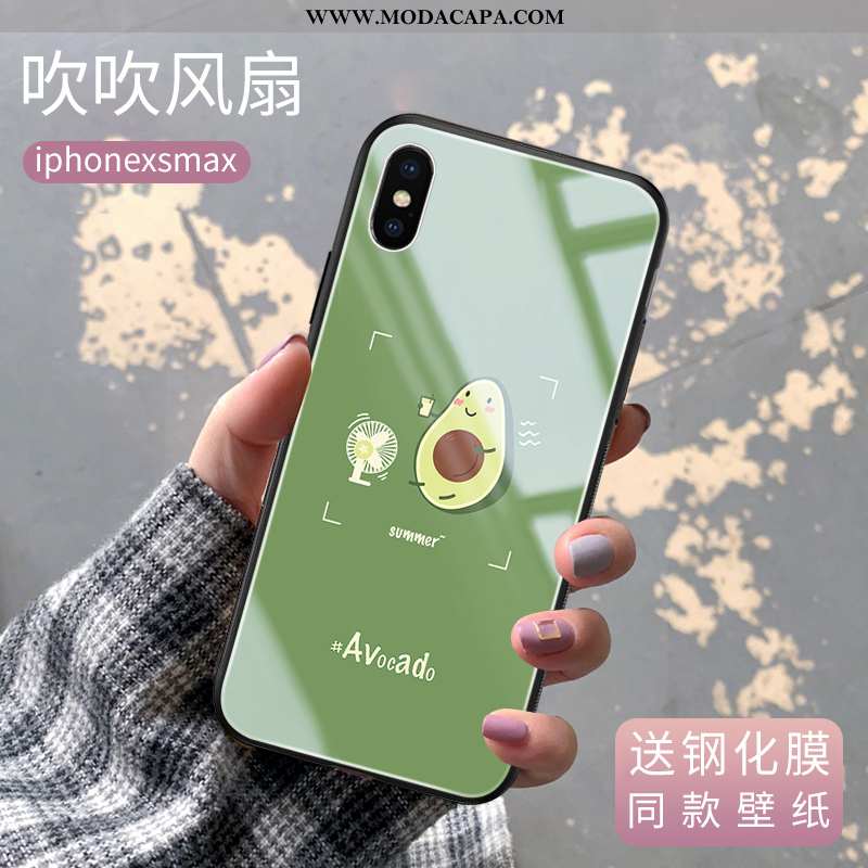 Capa iPhone Xs Max Vidro Crisântemo Capas Novas Antiqueda Telemóvel Verde Comprar