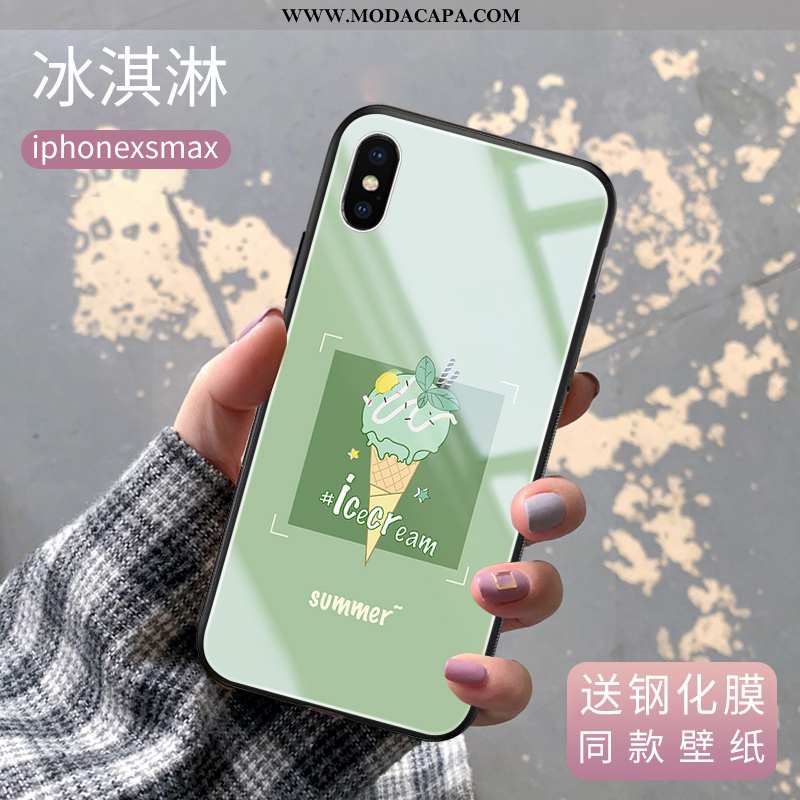 Capa iPhone Xs Max Vidro Crisântemo Capas Novas Antiqueda Telemóvel Verde Comprar