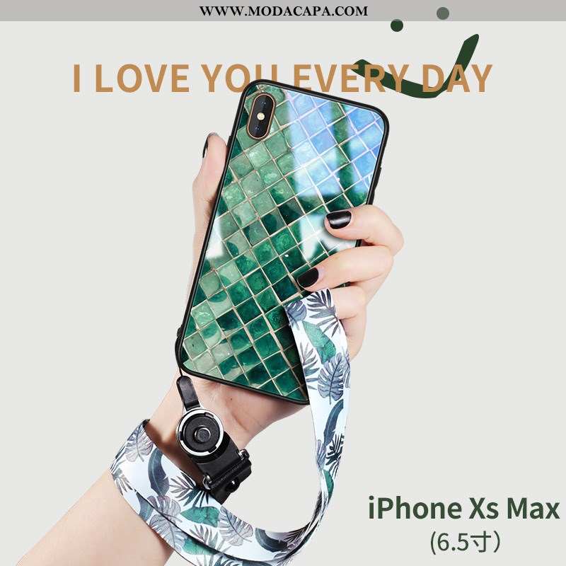 Capa iPhone Xs Max Tendencia Silicone Vidro Capas Nova Verde Telemóvel Barato
