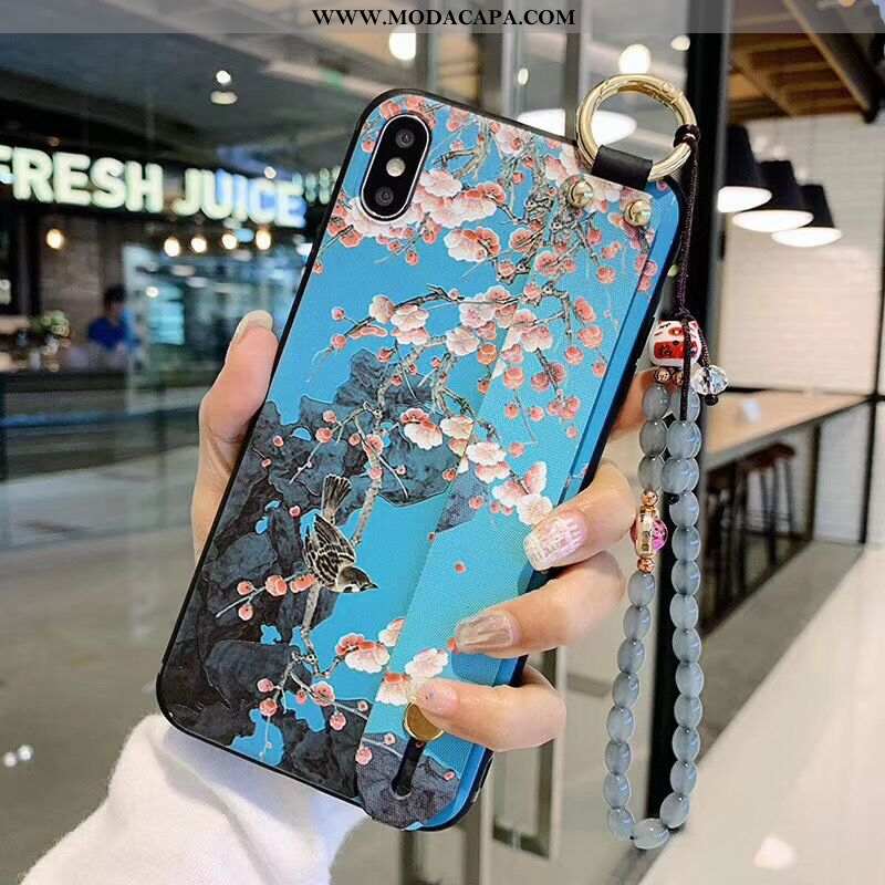 Capa iPhone Xs Max Protetoras Cases Palace Florais Telemóvel Braceletes Azul Promoção