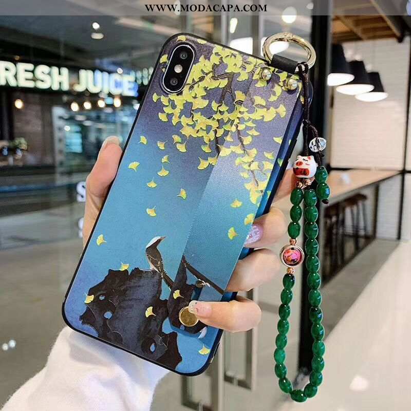 Capa iPhone Xs Max Protetoras Cases Palace Florais Telemóvel Braceletes Azul Promoção