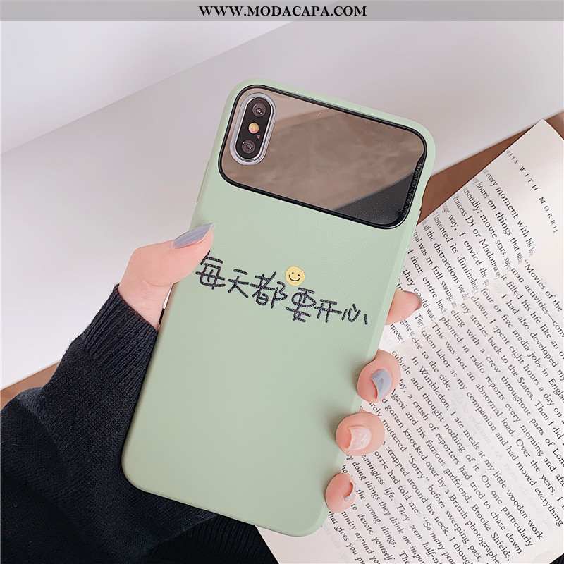 Capas iPhone Xs Soft Telemóvel Coração Completa Personalizado Celeste Baratos