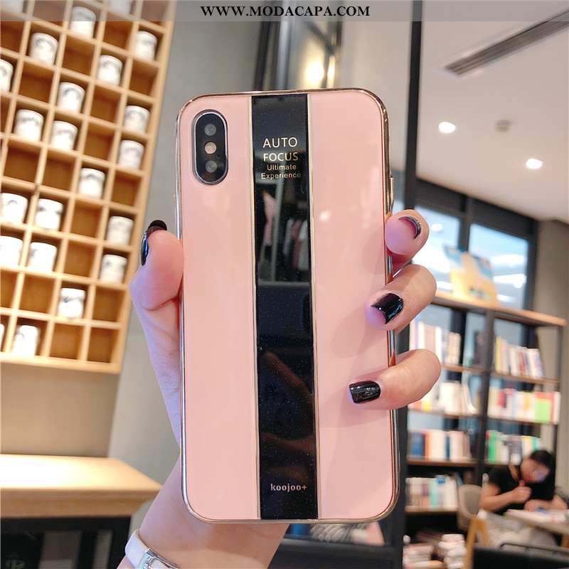 Capas iPhone Xs Soft Brilho Minimalista Rosa Antiqueda Telemóvel Barato