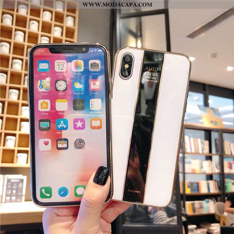 Capas iPhone Xs Soft Brilho Minimalista Rosa Antiqueda Telemóvel Barato