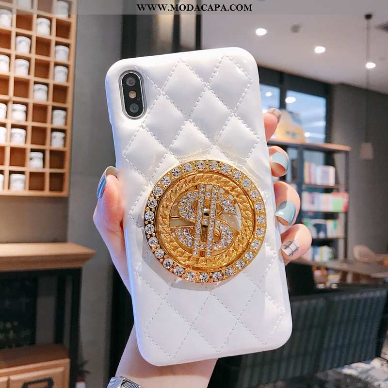 Capas iPhone Xs Couro Branco Telemóvel Malha Protetoras Giratória Cases Baratas