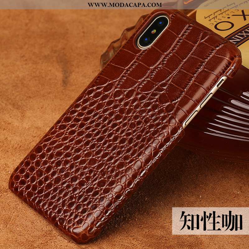 Capa iPhone Xs Criativas Preto Estilosas Capas Crocs Couro Personalizada Baratas