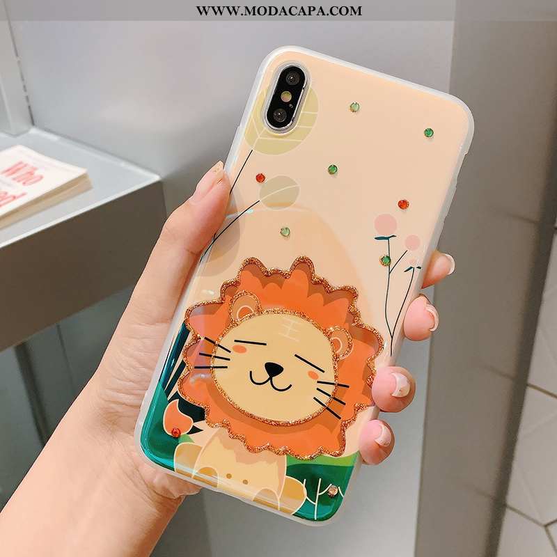 Capas iPhone Xs Desenho Animado Coelho Casal Personalizado Strass Telinha Criativas Promoção